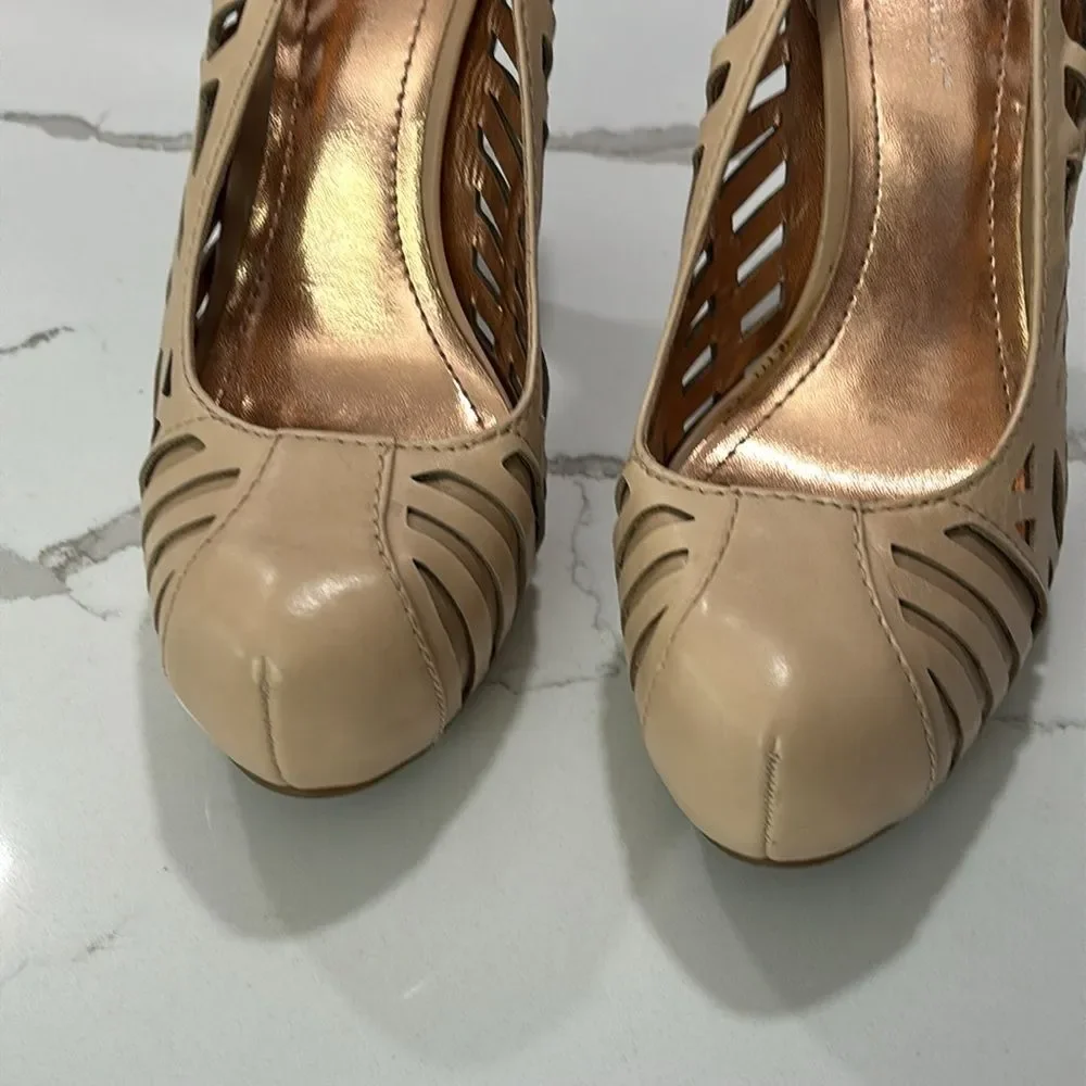 BCBGeneration Women's Elba Mojave Vachetta Beige Tan Stiletto Heels Aztec 8B